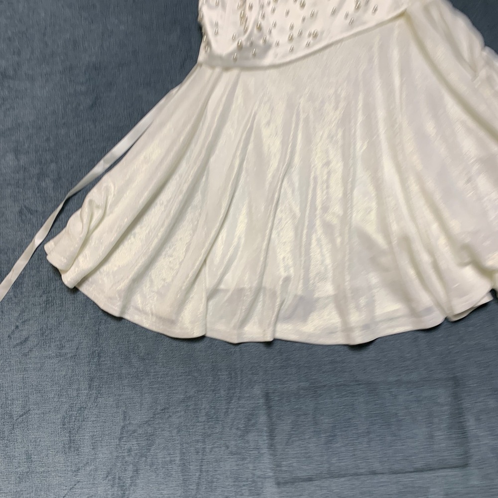 Sugar Thrillz Mini Dress Womens S White Pearl Embellished Cowl Neck Corset Back - Picture 2 of 13